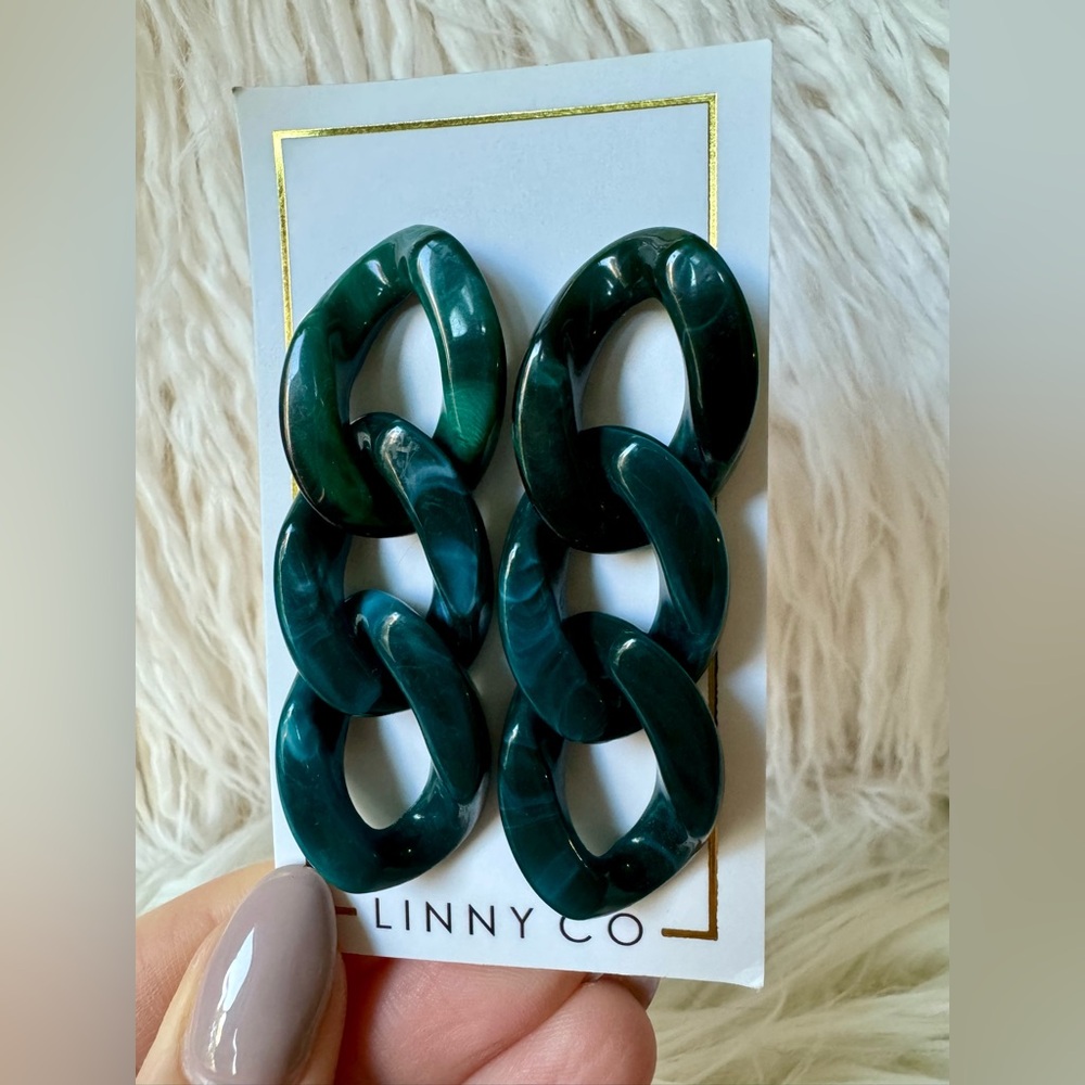 NWT LINNY CO boutique emerald link earrings